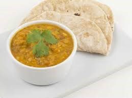 Dal in bowl with bread