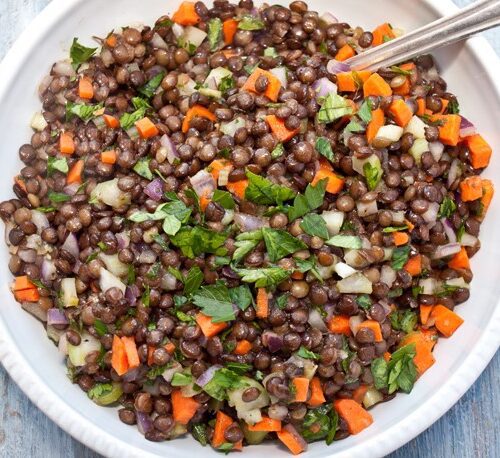 French lentils in a bowl