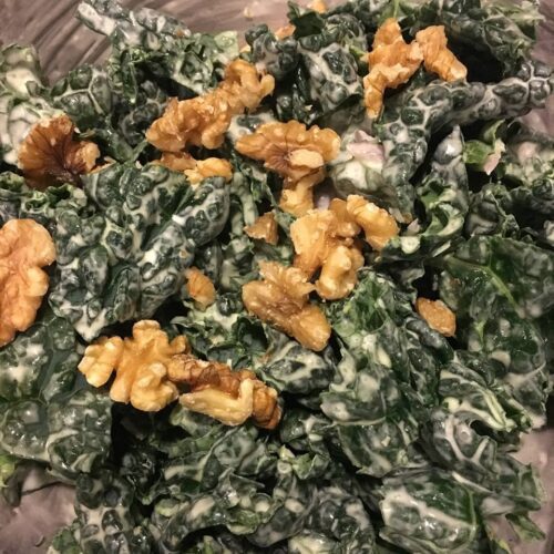 Kale salad with walnuts