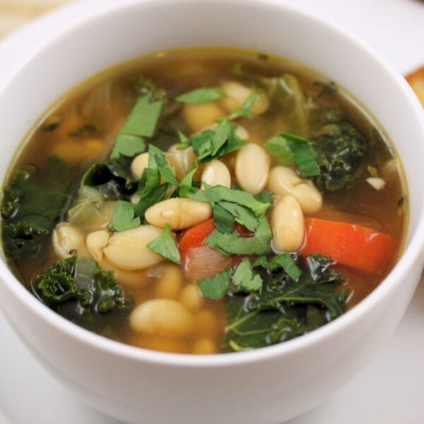 white bean stew in bowl